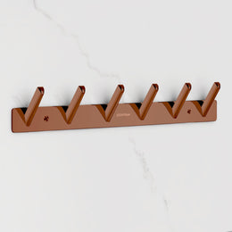 Plantex Wall Hooks for Hanging Cloth/Stainless Steel Towel Hangers/Bathroom Robe Hooks/Door Hangers/Square Wall Hook/Hook Rail for Hanging Keys - 6 Hooks (Pack of 1, PVD Rose Gold)