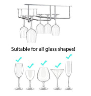 Plantex Wine Glass Rack/Holder Upside Down Hanging Organizer/Glass Hanging Stand for Pubs/Kitchen/Bars (L15.5 x W13 Inches - Triple Line)