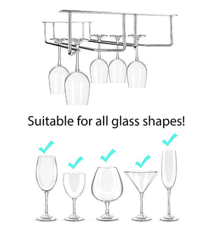 Plantex Stainless Steel Wine Glass Rack/Holder Upside Down Glass Hanging Organizer/Glass Hanging Stand for Pubs/Kitchen/Bars - (Single Line - 15 x 5 Inches)