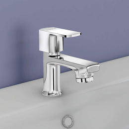 Plantex Pillar Tap for Wash Basin with Water Saving Aerator and Brass Spindle/Quarter Turn Basin Tap with Teflon Tape/Pillar Cocke for Wash Basin - Pack of 1 (Saga, Chrome)
