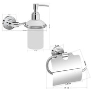 Plantex 304 Grade Stainless Steel Washroom Set of 2 - Toilet Paper Holder/Stand/Liquid Soap Dispenser - Daizy (Chrome)