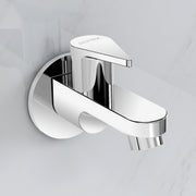 Plantex Pure Brass PAC-1801 Bib Cock Water Tap with Water Saving Aerator/Bib Tap with Teflon Tape & Brass Wall Flange for Wash Basin-7 Year Warranty (Mirror Chrome Finish)