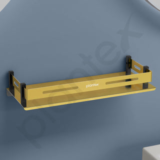 Plantex Stainless Steel Bathroom Shelf/Kitchen Wall Mounted Shelf/Shelf for Washroom/Premium Bathroom Organizer (12x5 Inches, Gold)