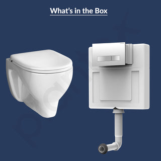 Plantex Ceramic Commode For Toilet/Wall Hung Commode With Dual Flush Tank/Conceal Flush Tank/Tank With All Internal Accessories/Toilet With Soft Closing Toilet Seat - (White)