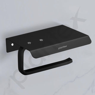 Plantex Toilet Paper Holder for Bathroom/Stainless Steel Tissue Paper Roll Holder/Bathroom Accessories - Pack of 1 (Black)