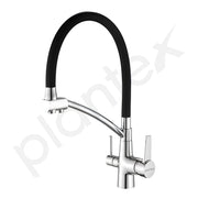 Plantex Pure Brass Sink Mixer Tap Hot and Cold with Built-in RO outlet/Pull Down Kitchen Sink Faucet with 360Â° Swivel Spout/Sink Faucet-(2701-Black & Chrome)