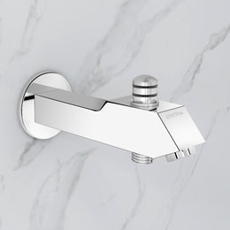 Plantex Pure Brass Bathtub Spout with Button Attachment for Hand Shower with Water Saving Aerator with Teflon Tape and Wall Flange/Spout with Button-(PRI-322-Chrome)