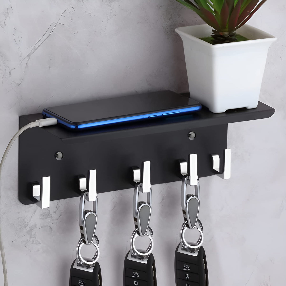 Plantex Stainless Steel Home Key Holder for Wall with Mobile Phone ...