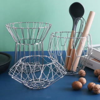Plantex Multipurpose Stainless Steel Foldable Fruit And Vegetable Basket For Kitchen/Dining Table/Home(8 Shapes), 1 L,Oval