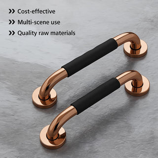Plantex 304 Stainless Steel Grab Bar for Toilet with Grip/13 inch Anti-Slip Handle for Bathroom Support - Pack of 2 (Rose Gold & Black)
