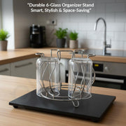 Plantex Stainless Steel Glass Stand/Mug Holder/Glass Holder for Kitchen/Dining Table (Chrome)