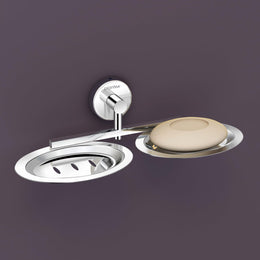 Plantex Stainless Steel Double Soap Holder for Bathroom/Soap Stand/Dual Soap Dish/Soap Storage/Bathroom Accessories - (Chrome)