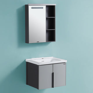 Plantex Aluminum Bathroom Vanity Cabinet Set/LED Light Glass Mirror Cabinet/Ceramic Basin for Bathroom - Pack of 1 (Grey)