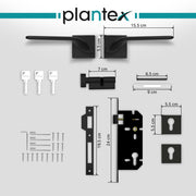 Plantex Triple Security Door Lock for Home/Main Door Lock Set with 3 Years of Warranty/Mortise Locks for Door with Brass Body & Cylinder (7058 â€“ Black)