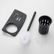 Plantex Aluminum 2in1 Toilet Brush Holder with Bathroom Shelf/Toilet Brush Holder/Bathroom Accessories - Black (Wall Mount)