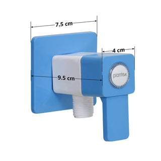 Plantex Ptmt Es-114 Single Way Angle Valve With Plastic Wall Flange And Teflon Tape For Bathroom| Washing Machine| Uncoated Garden Tap (Blue & White)