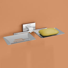 Plantex Stainless Steel Double Soap Dish/Soap Stand for Bathroom & Kitchen/Soap Holder/Bathroom Accessories - Nexa (Chrome)