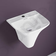 Plantex Wash Basin/Ceramic Wall Hung Half Pedestal Washbasin with 10 Years Glaze Warranty by Plantex/Wall Mount Basin for Bathroom/Office/Hotels (White - 16 x 14 x 14 Inch)
