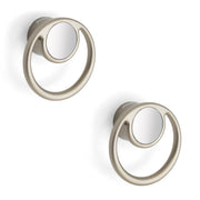 Plantex Drawer Knobs/Ring Drawer Kadi/Pull-Push Knobs for Kitchen/Bedroom Drawer - Pack of 2 (Satin White & Chrome)