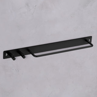 Plantex Stainless Steel Towel Hanger with Hooks/Towel Holder for Bathroom/Towel Rod/Bathroom Accessories (Matt Black)