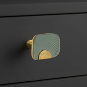 Plantex Knobs for Drawers/Drawer Knobs/Rectangle Knob for Cabinets/Pull-Push Knob for Kitchen/Bedroom/Drawer - Pack of 1 (Gold & Green)