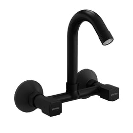 Plantex Sink Mixer Tap for Kitchen with 360° Swivel Spout/Hot and Cold Water Tap with Wall Flange and Teflon Tape/Brass Spindle Sink Tap (Black)