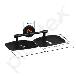 Plantex Brass with 304 Grade Stainless Steel Double Soap Holder for Bathroom/Soap Dish/Soap Stand Bathroom Accessories - RDAB (Black)