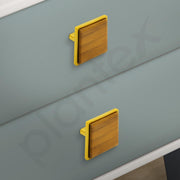 Plantex Knobs for Drawer/Square Drawer Knobs/Knobs for Cabinets/Pull-Push Knobs for Kitchen/Bedroom Drawer - Pack of 4 (Big, Gold & Wood)