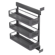 Plantex Pull Out Cabinet Organizer/Kitchen Cabinet Side Mounted Bottle Pull Out Unit/3-Tier Organizer with Soft Close/Heavy-Duty Storage for Modular Kitchen - (250mm, Grey)