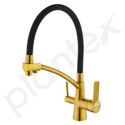 Plantex Pure Brass Kitchen Taps for Home Sink/3-in-1 Sink Mixer Tap with Built-in RO Outlet/360Ã‚Â° Swivel Spout with Pull Down Kitchen Faucet-(Gold & Black)