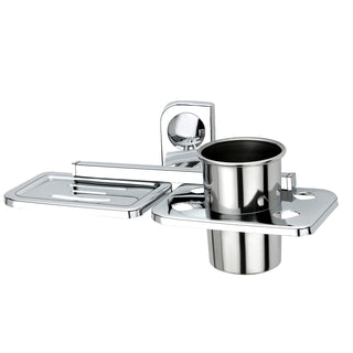 Plantex Dream Stainless Steel 2 in1 Soap Dish with Tumbler Holder/Soap Holder/Bathroom Accessories - Chrome