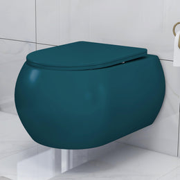 Plantex Imported Wall Hung Commode for Toilet/Ceramic Western Commode/Rimless Washdown Commode with Soft Closing Toilet Seat - P Trap (1064, Matt Blue)