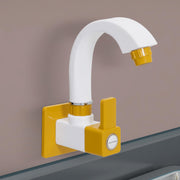 Plantex PTMT EDS-125 Single Lever Kitchen Faucet with Wall Flange & Teflon Tape/360Ã‚Â° Swivel Spout Sink Tap and Water Saing Aerator (Yellow & White)