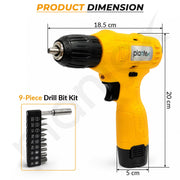 Plantex Cordless Drill Machine 12V/3/8 Inch 10mm Chuck/Brushed 550 Motor/0-600 RPM/10-15Nm Torque/Cordless Power Drill with Battery & Charger for Home DIY – Yellow (APS-ML-D015)