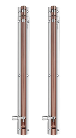 Plantex Heavy Duty 12-inch Joint-Less Tower Bolt for Wooden and PVC Doors for Home Main Door/Bathroom/Windows/Wardrobe - Pack of 2 (703, Rose Gold and Chrome)