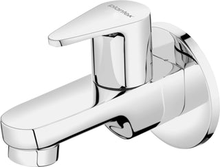Plantex Pure Brass PAC-1801 Single Lever Bib Cock for Bathroom and Kitchen Sink Tap/Wash Basin Faucet Tap with Teflon Tape & Brass Wall Flange- Silver (Mirror-Chrome Finish)