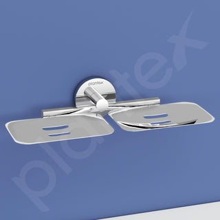 Plantex Smero Pure Brass Dual Soap Holder for Bathroom and Kitchen/Soap Stand/Soap Case/Soap Dish/Bathroom Accessories - Circle(Chorme)