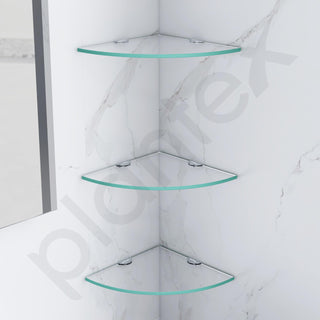Plantex Glass Corner Shelf for Bathroom/Kitchen Glass Shelf/Glass Corner Shelf for Bathroom (Transparent - 9x9 inches - Pack of 3)