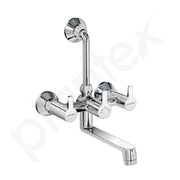 Plantex Brass Wall Mixer for Bathroom with L-Bend Connector for Overhead Shower/Mixer Tap/Wall Mixer for Bathroom 2 in 1 with 7 Year Manufacturer's Warranty(FLO-818-Chrome)