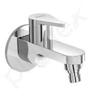 Plantex Pure Brass PAC-1828 Washing Machine Tap with Teflon Tape & Brass Wall Flange/Nozzle Tap for Garden-7 Year Warranty (Mirror Chrome Finish)