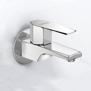 Plantex Bib Cock Water Tap for Bathroom with Water Saving Aerator/Wall Mount Tap for Wash Basin with Teflon Tape & Wall Flange, Chrome (Celesiya-1241)