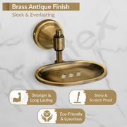 Plantex 304 Grade Stainless Steel Bathroom Accessories Set of 3 - Towel Hanger/Napking Holder/ Soap Holder for Bathroom - Niko (Brass Antique)