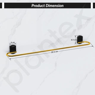 Plantex 304 Grade Stainless Steel 24 inch Single Towel Rod for Bathroom/Towel Bar/Towel Hanger/Bathroom Accessories - Parv (Gold & Black)