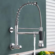 Plantex Brass Sink Tap for Kitchen | 360Ãƒâ€šÃ‚Â° Swivel Spout Kitchen Faucet with Double Handle | Spring Pull Out Tap for Kitchen Sink (Chrome & Black)