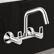 Plantex Pure Brass Wall Mount Sink Mixer Tap/Hot & Cold Kitchen Faucet with 360Ã‚Â° Swivel Spout/Wall Mounted Water Tap - Pack of 1 (Chrome, 3224)