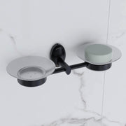 Plantex 304 Grade Stainless Steel Double Soap Holder/Dish/Stand for Bathroom and Wash Basin/Bathroom Accessories - Oreva (Black)