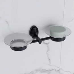 Plantex 304 Grade Stainless Steel Double Soap Holder/Dish/Stand for Bathroom and Wash Basin/Bathroom Accessories - Oreva (Black)