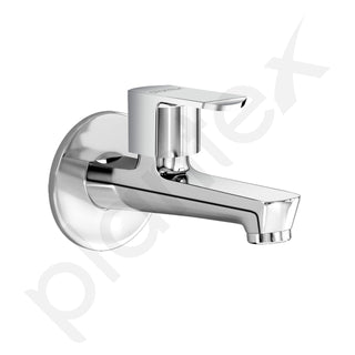 Plantex Long Body Bib Cock for Bathroom with Water Saving Aerator/Wall Mount Bib Tap with Wall Flange and Teflon Tape for Bathroom(Kromo-Chrome)