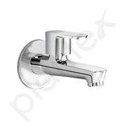 Plantex Long Body Bib Cock for Bathroom with Water Saving Aerator and Brass Spindle/Wall Mount Bib Tap with Wall Flange and Teflon Tape for Bathroom(Kromo-Chrome)