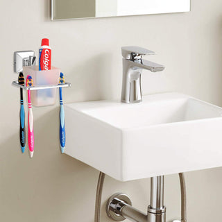 Plantex Stainless Steel 304 Grade Squaro Tooth Brush Holder/Tumbler Holder/Bathroom Accessories(Chrome) - Pack of 1